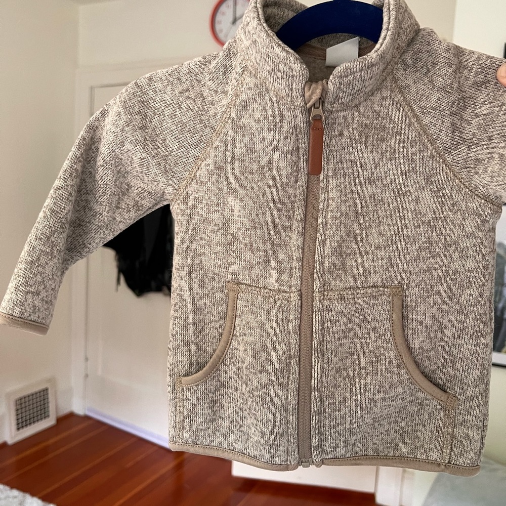 H&M brown fleece zip up 9 months